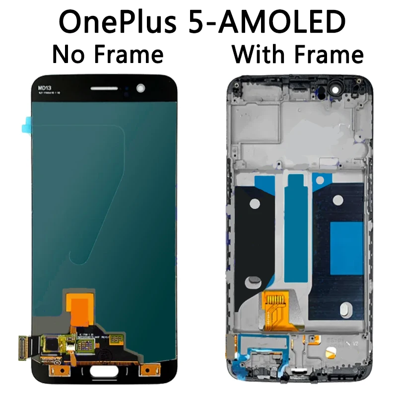 Фото Оригинальный ЖК-дисплей AMOLED для OnePlus 5T/5, сенсорный экран, дигитайзер One Plus 5/5T, ЖК-дисплей 1 + 5 1 + 5T A5000 A5010, рамка дисплея №3