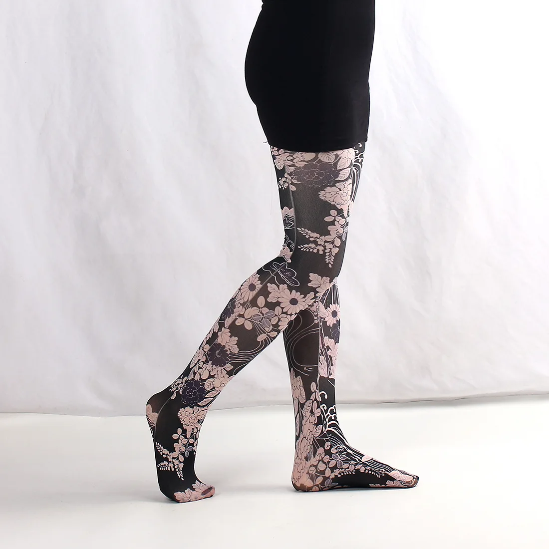 Muster bedruckte Retro-Strumpfhose für Frauen, neue 8-Stil-Muster-Strumpfhose, weiblich, sexy Blumenmuster, lange Socken, Leoparden-Strumpfhose – Detail 33