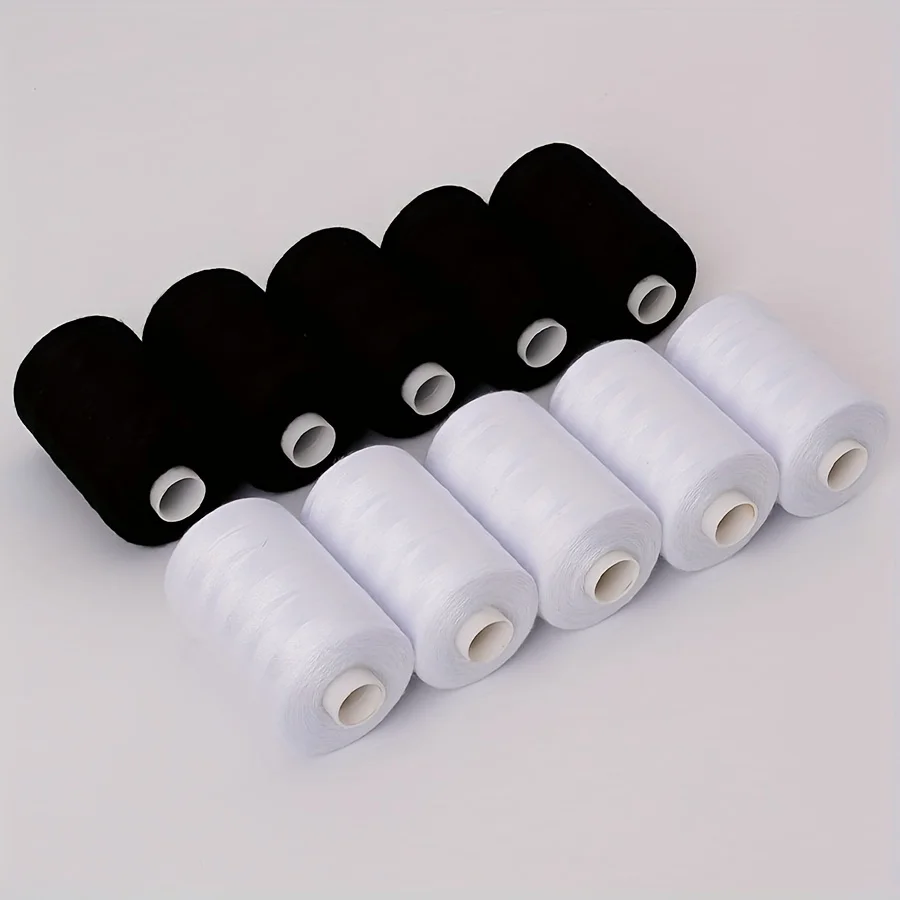 Vibrant Polyester Sewing Thread Set - 10 Colors, 1000 Yards Each