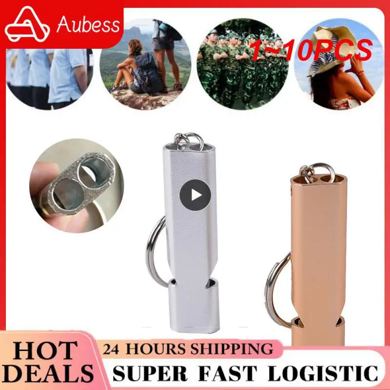 

1~10PCS Double-frequency Alloy Aluminum Emergency Survival Whistle Outdoor Tool Keychain