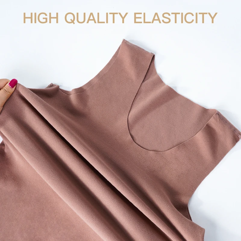 Autumn Winter Warm Sleeveless Tank Top Womens U-Neck Loose Bottoming Vest Solid  DE Velvet Camisole Shirt Female Underwear