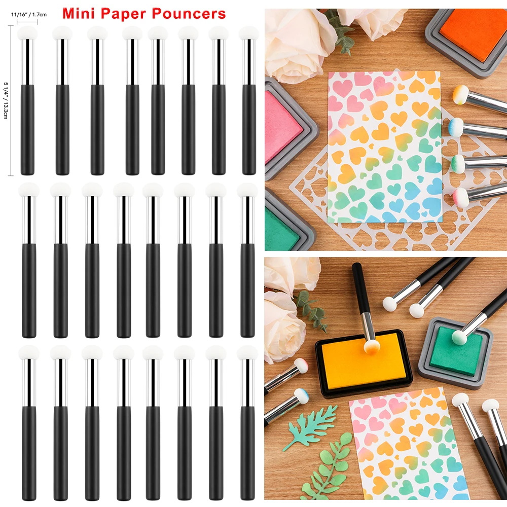 

Bundle 5-24pcs Mini Paper Pouncers Ink Sponge Applicator For DIY Scrapbooking Easily Direct Inking On Intricate Crafts 2023 New