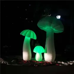 White Giant Inflatable Mushroom With Colorful Led Lights Standing Plant Model Outdoor Stage Party Promotional Blow Ups