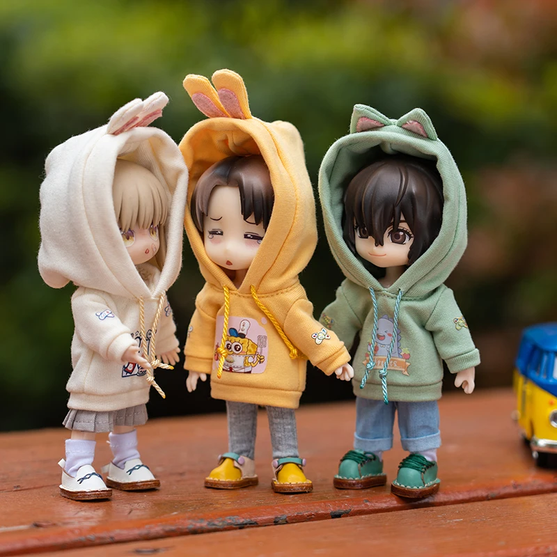 OB11 Doll Clothes Long Sleeved Sweater Cute Cartoon Pattern Rabbit Ear Hoodies For Obitsu11 Molly GSC YMY P9 Body 1/12bjd Dolls 3