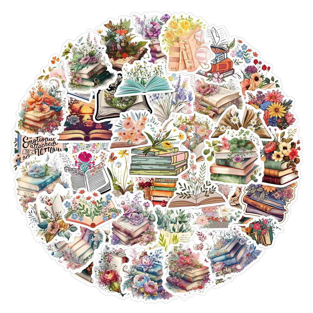 

10/30/60pcs Cartoon Art Book Flower Aesthetic Stickers Decals Kid Toy Notebook Laptop Phone Suitcase Notebook Decoration Sticker