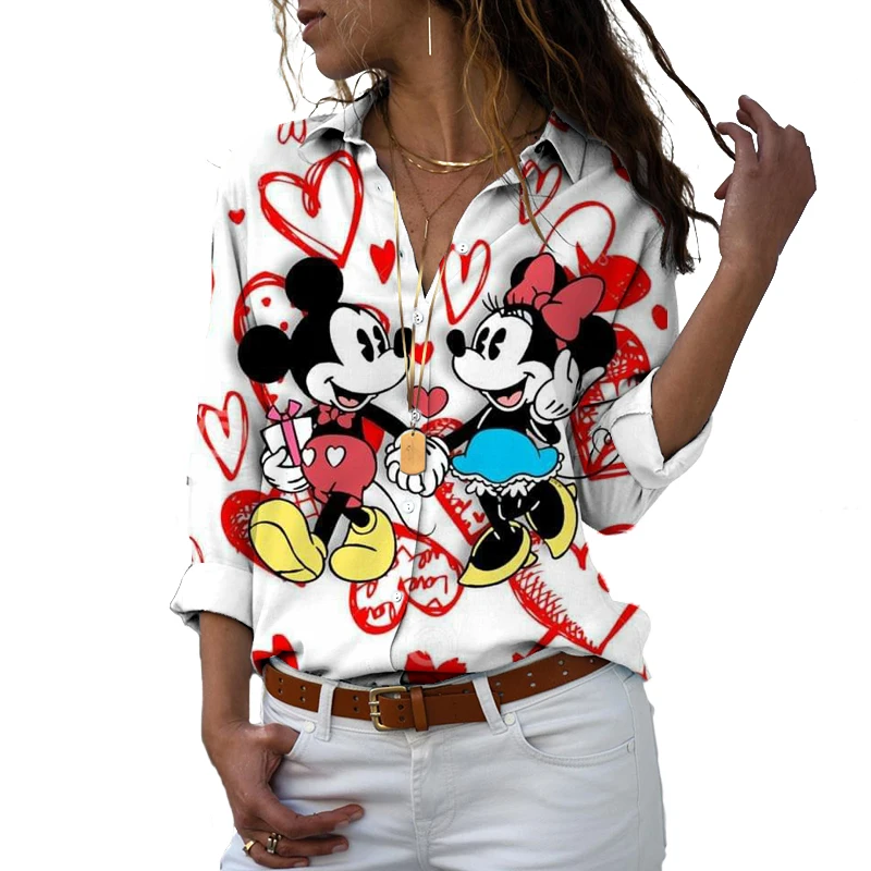 

Loose shirt women Disney long-sleeved shirt temperament top 2022 new loose top lapel fashion new women's top