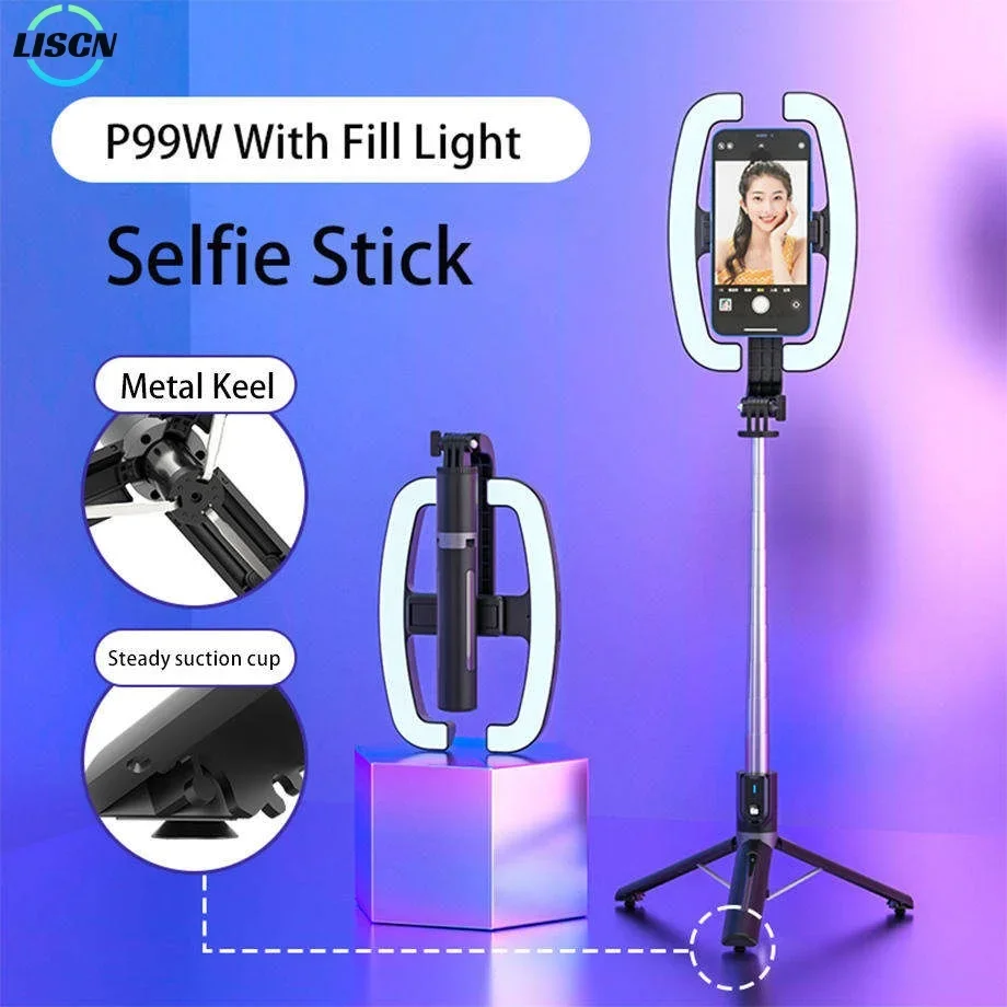 P99W/P99X 360 Rotation Selfie Stick Tripod LED Selfie Light