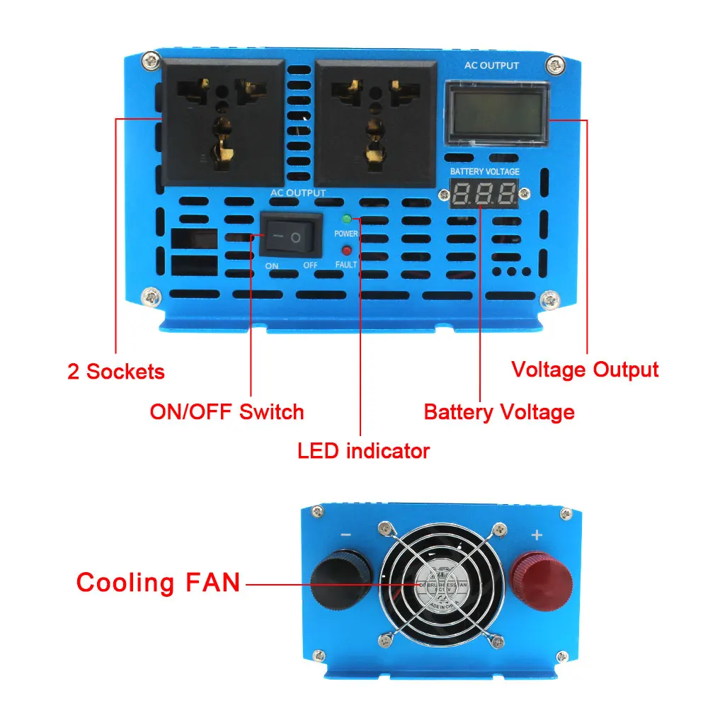 Pure Sine Wave Power Inverter 2000w/3000w/4000w/5000w dc 12v LED display is suitable for ac 220v solar converter car