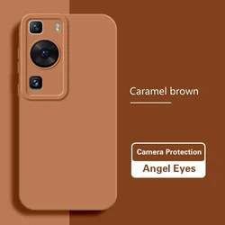 Angel Eye Soft Matte Silicone Case with Lens Protection for Huawei P60 (Caramel Brown)