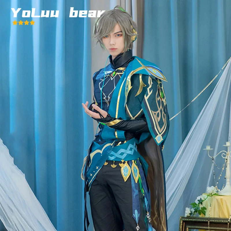 YoLuu bear 4-Star 알하이탐 게임 원신 알헤이탐 임팩트 코스프레 의상 복장, 크리스마스 의상, 남성 정장 풀 세트 Genshin Impact  Alhaitham Cosplay Alhaitham Costume