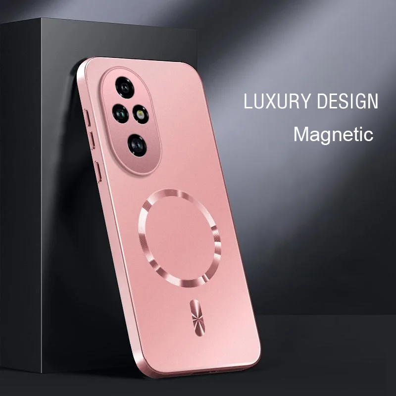Magnetic Matte Silicone Shockproof Case with Wireless Charging and Hard PC Bumper