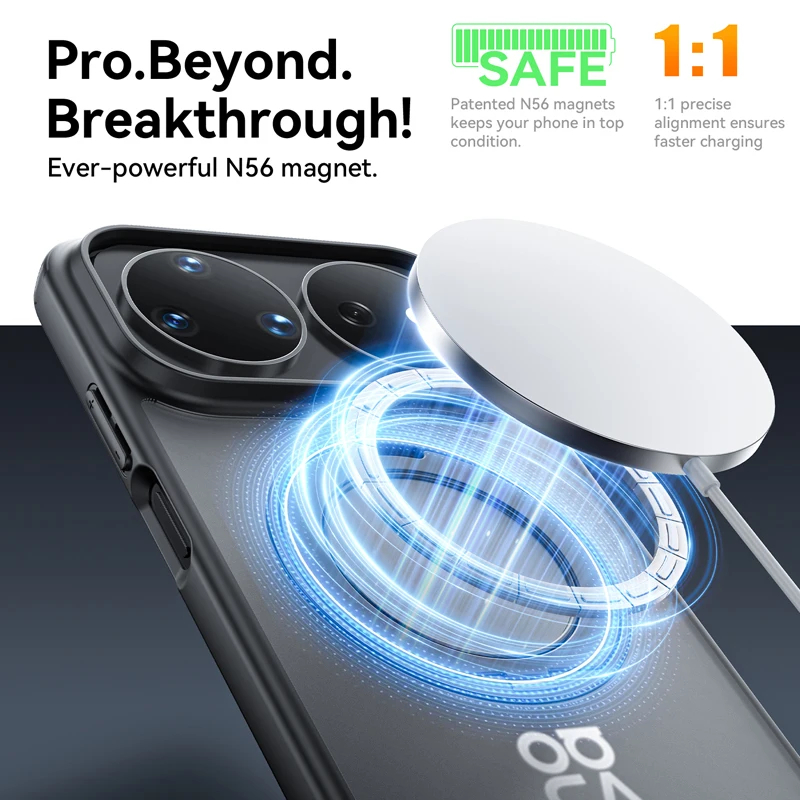 ELVEV Magnetic Ultra-Thin Matte Anti-Fingerprint Phone Case with Rotatable Ring Holder