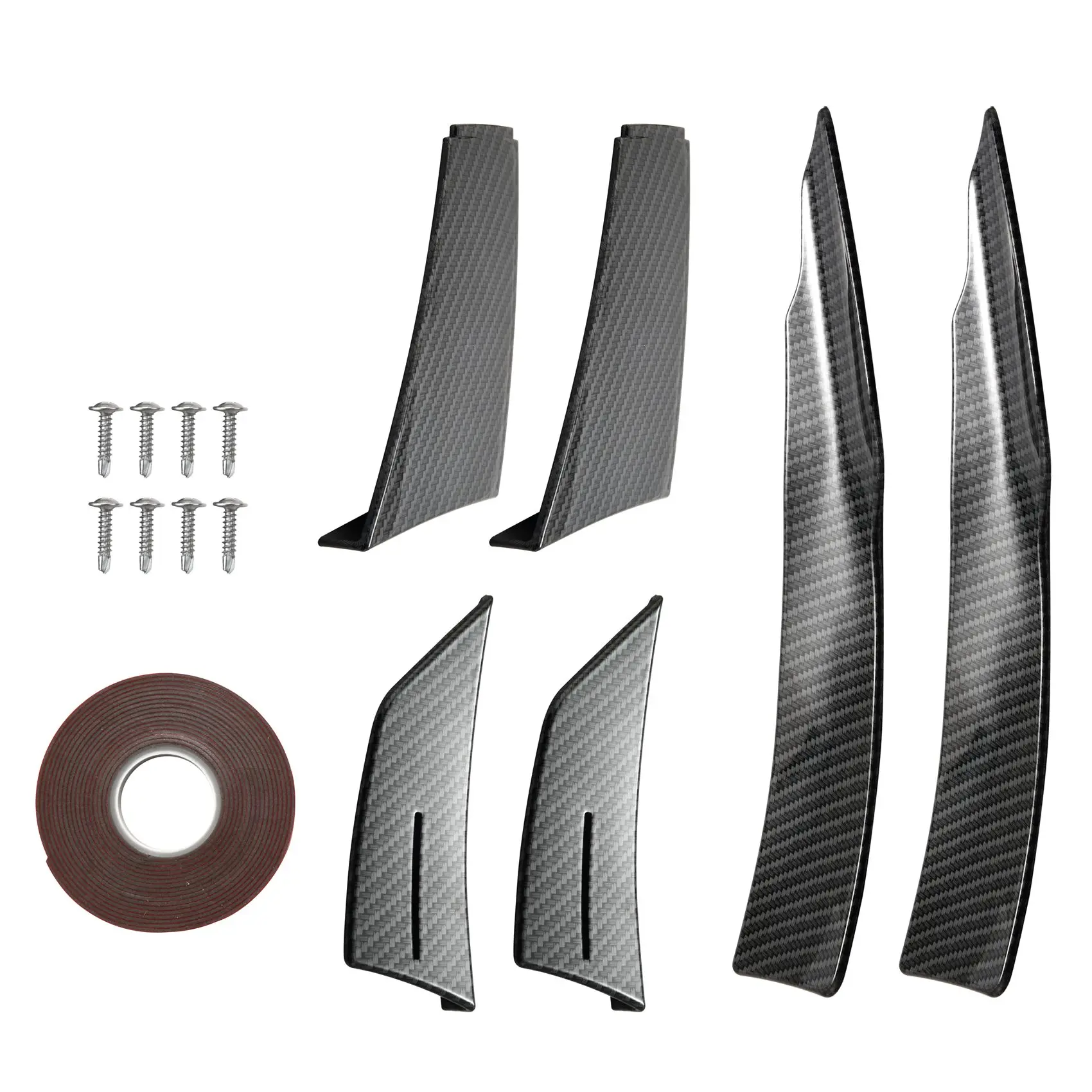 

Universal Carbon Fiber Look Car Front Bumper Lip Splitter Fins Body Canards Diffuser Spoiler for