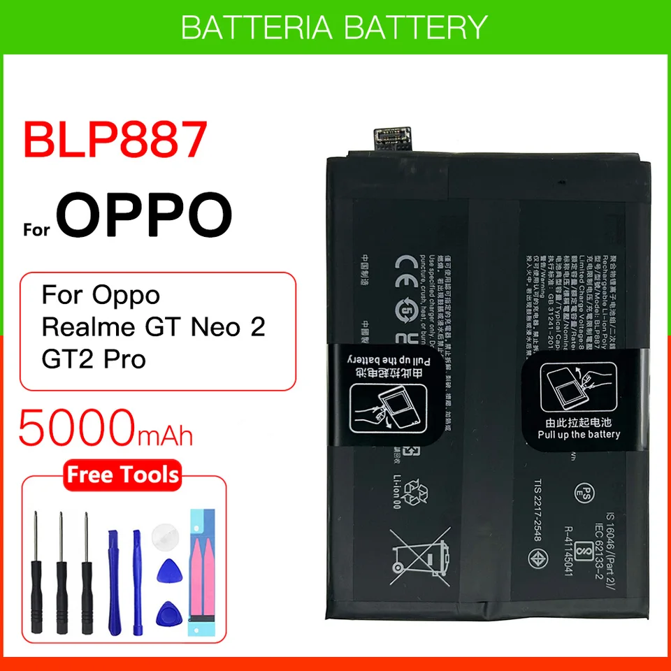 Batterie BLP887 Realme GT Neo 2, GT2 , GT2 Pro , GT Neo 3T. Compatible