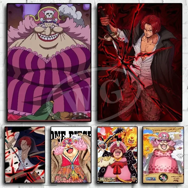 Japan Anime One Piece Four Imperatori Hd Poster Wall Decor Canvas Painting Living Room Decoration Art Picture Home Decor (Senza Cornice)