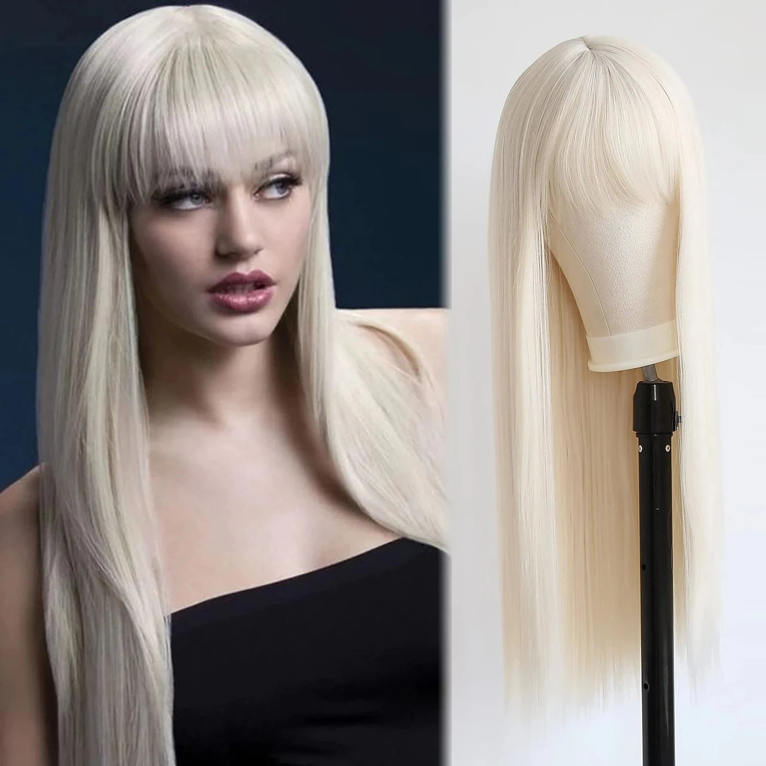 Парик для костюма блонд Боб для женщин, термостойкие синтетические длинные прямые искусственные волосы