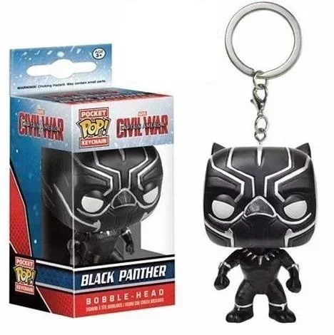 thumbnail image 1 of Funko POP Marvels The Avengers Black Panther Bobble Head Pocket Pop Llavero Figuras de juguete Colección Modelo Juguetes para niños, 1 of 4