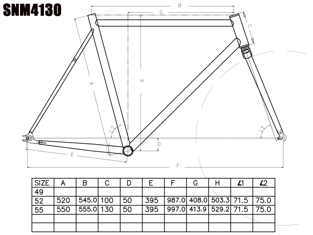 700C Fixed Gear Bicycle Frameset 50/52/55cm Racing Track Fixie