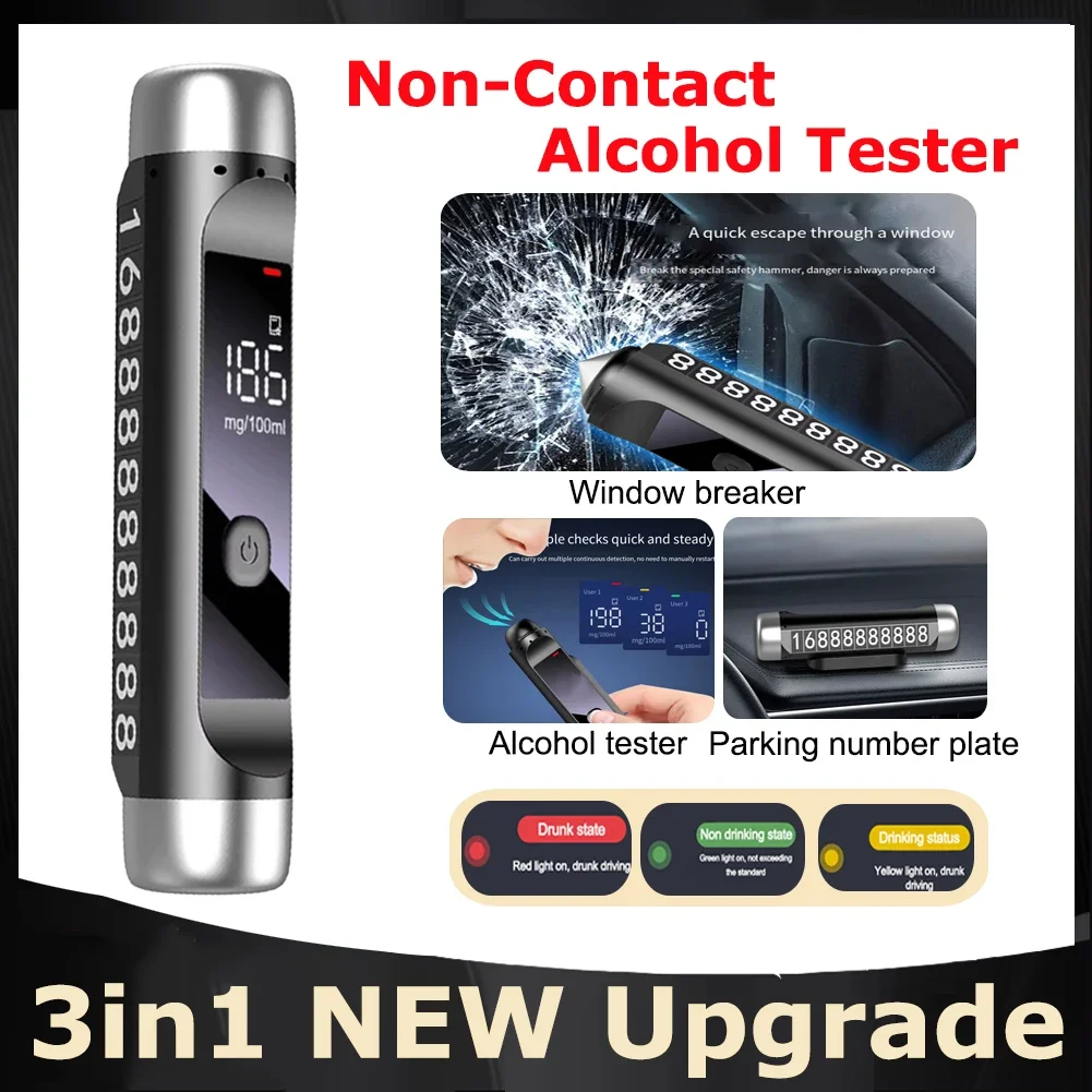 3in1 Non-Contact Alcohol Tester with LED Digital Display Alcohol Tester Accuracy Breathalyzer multifunctional Diagnostic Tool