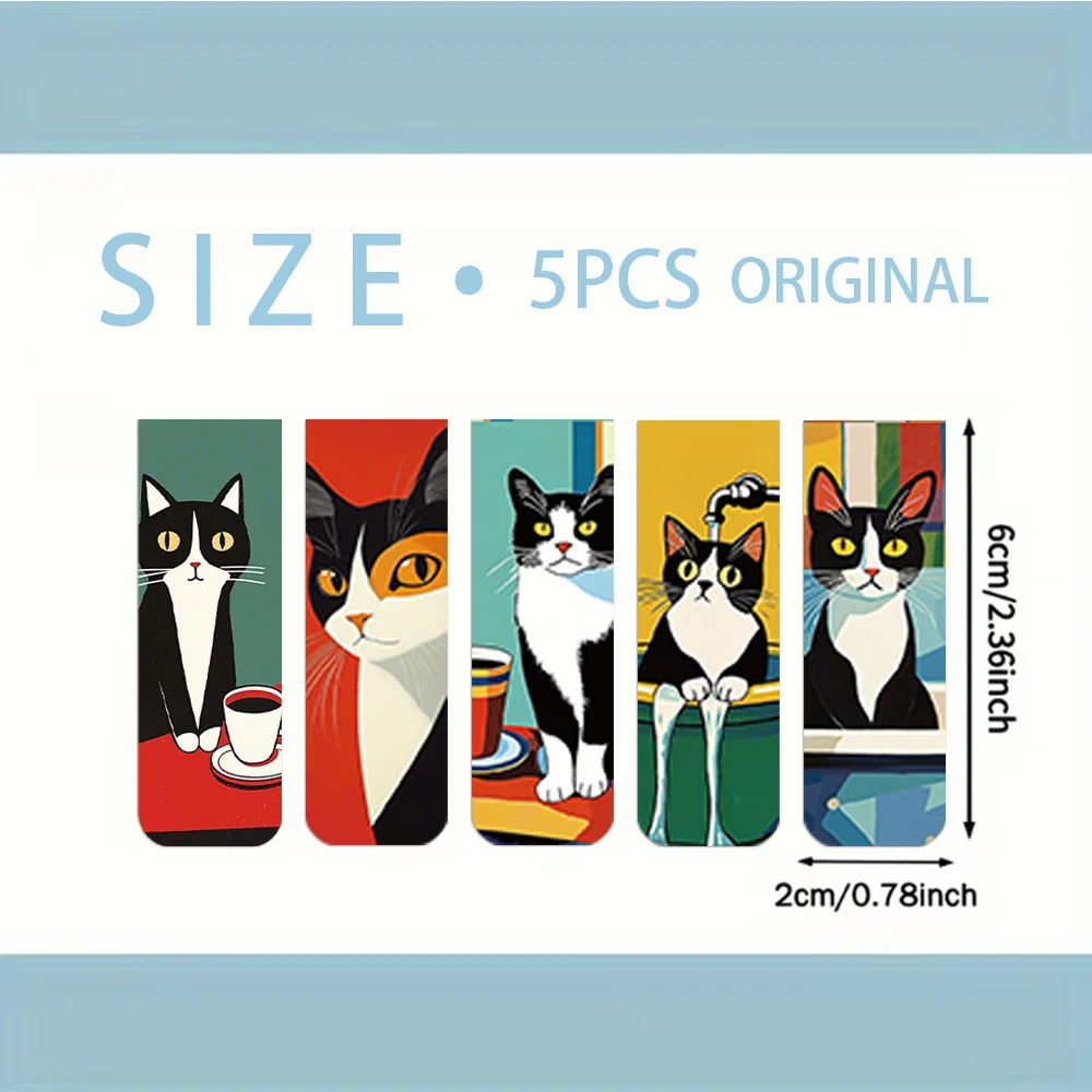 Cat Magnetic Bookmarks Student Supplies Books Interpage Decoration 5PCS