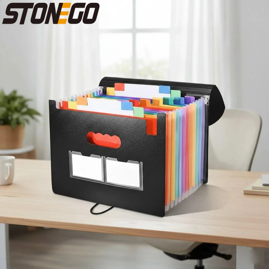Accordion File Organizer 13 25 Grid Three Side Sealed Flap Folder Durable Waterproof Office Document Storage Bag_voghion.com