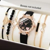 5PCS Set Watch For Women Luxury Leather Analog Ladies Quartz Wrist Watch Fashion Bracelet Watch Set Female Relogio Feminino 1