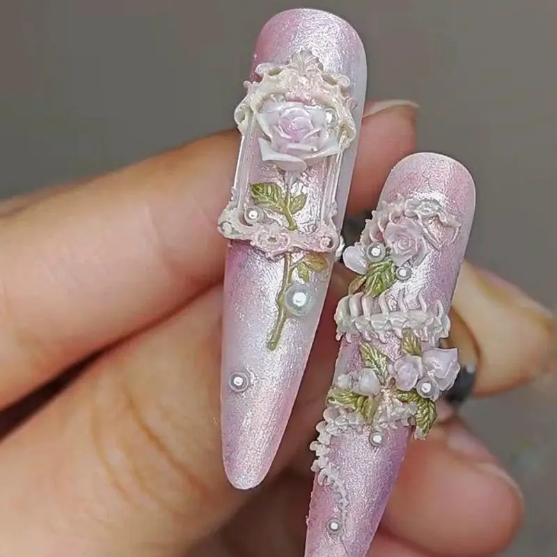 새로운 1Pcs 3D 뱀 뼈 금형 네일 아트 장식 액세서리 DIY 디자인 실리콘 장식 네일 아트 템플릿 손톱 금형
