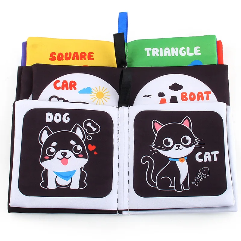 4 Pages Baby Books Enlightenment Early Learning Black and White Cloth Book for Toddlers Montessori Educational Toys 0-3 Years 3