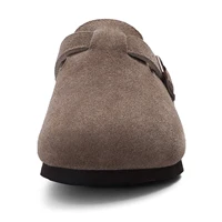 Kidmi New Genuine Suede Clogs for Women Men Clogs Soft Cork Footbed Mules Comfort Potato Shoes with Arch Support Beach Sandals 5