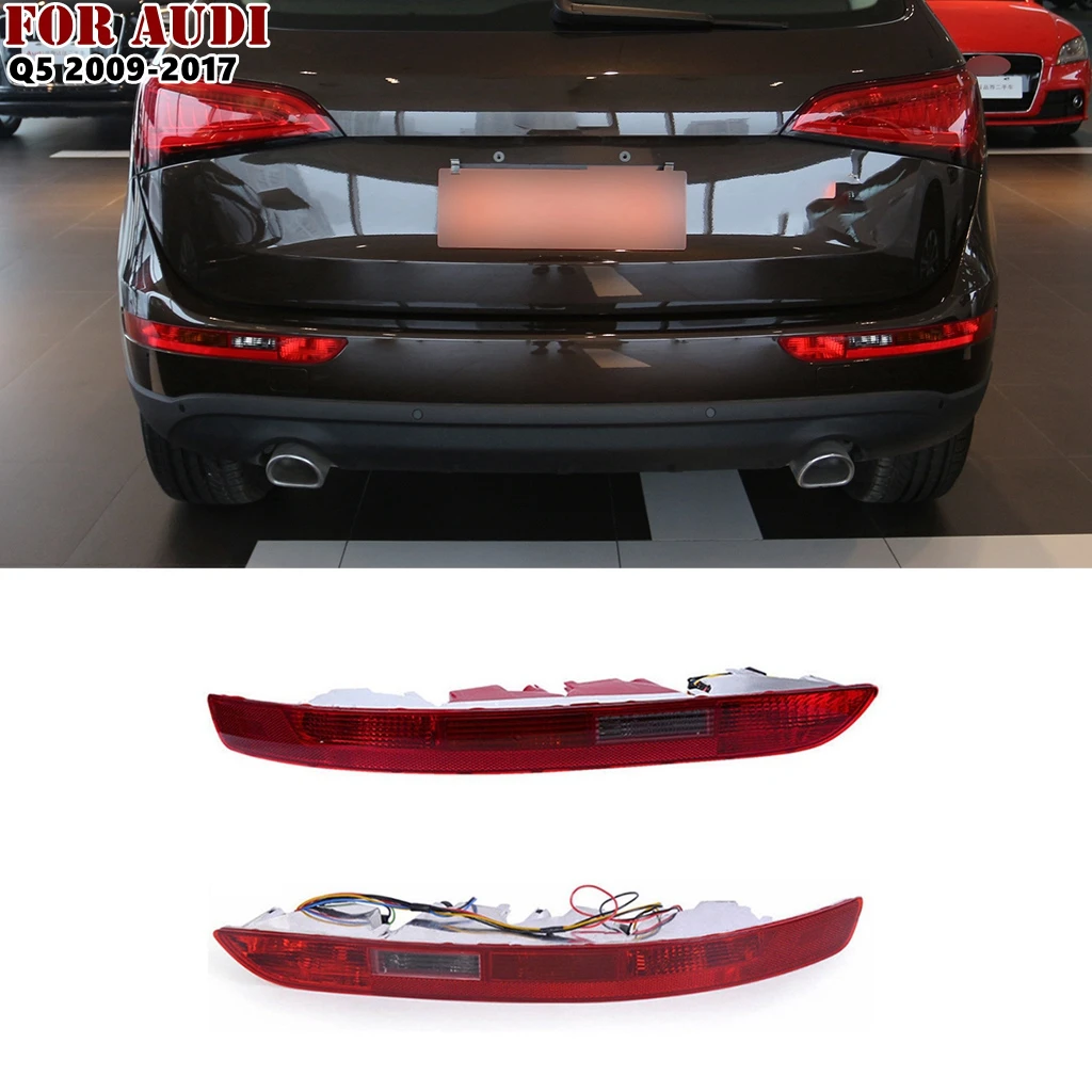 

Red Rear Bumper Tail Light Turn Signal Brake Light with LED Bulb Wire Rear Signal Lamp For Audi Q5 2009-2017 Car Accessories