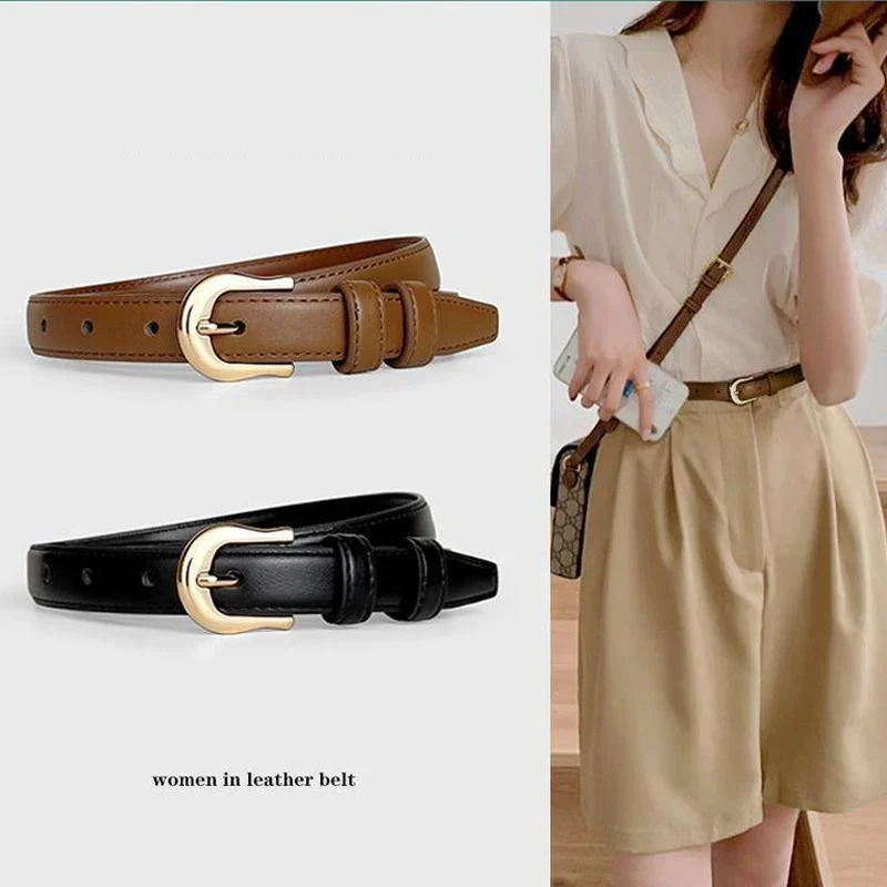 

2024 New Top Belt Female Models Super Leather Hundred with Belt Ladies Pin Buckle Fashion Decoration Jeans Belt Cowhide Simple