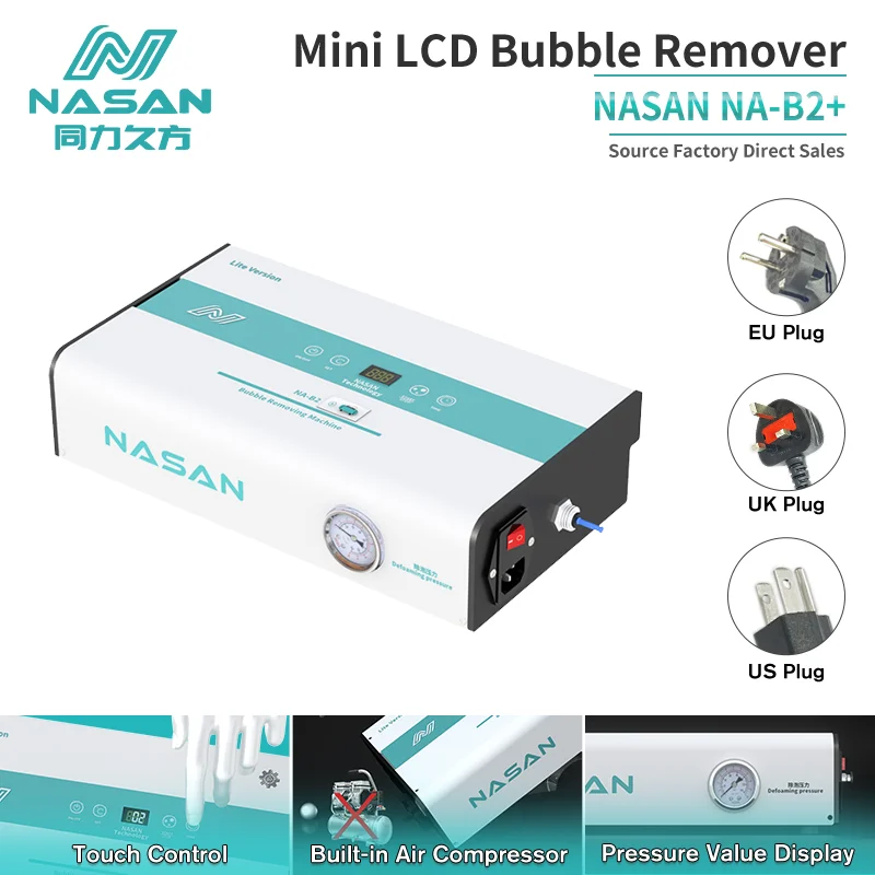 

NASAN NA-B2+ Mini LCD OCA Air Bubble Remover Machine 7 Inches Screen Defoaming For Phone Repair Screen Refurbish Bubble Removing