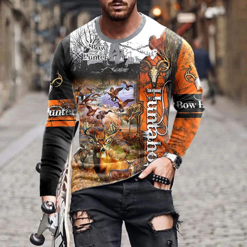 Fishing 3D Fashion Men's T-Shirts Long Sleeve Autumn 3D Printed