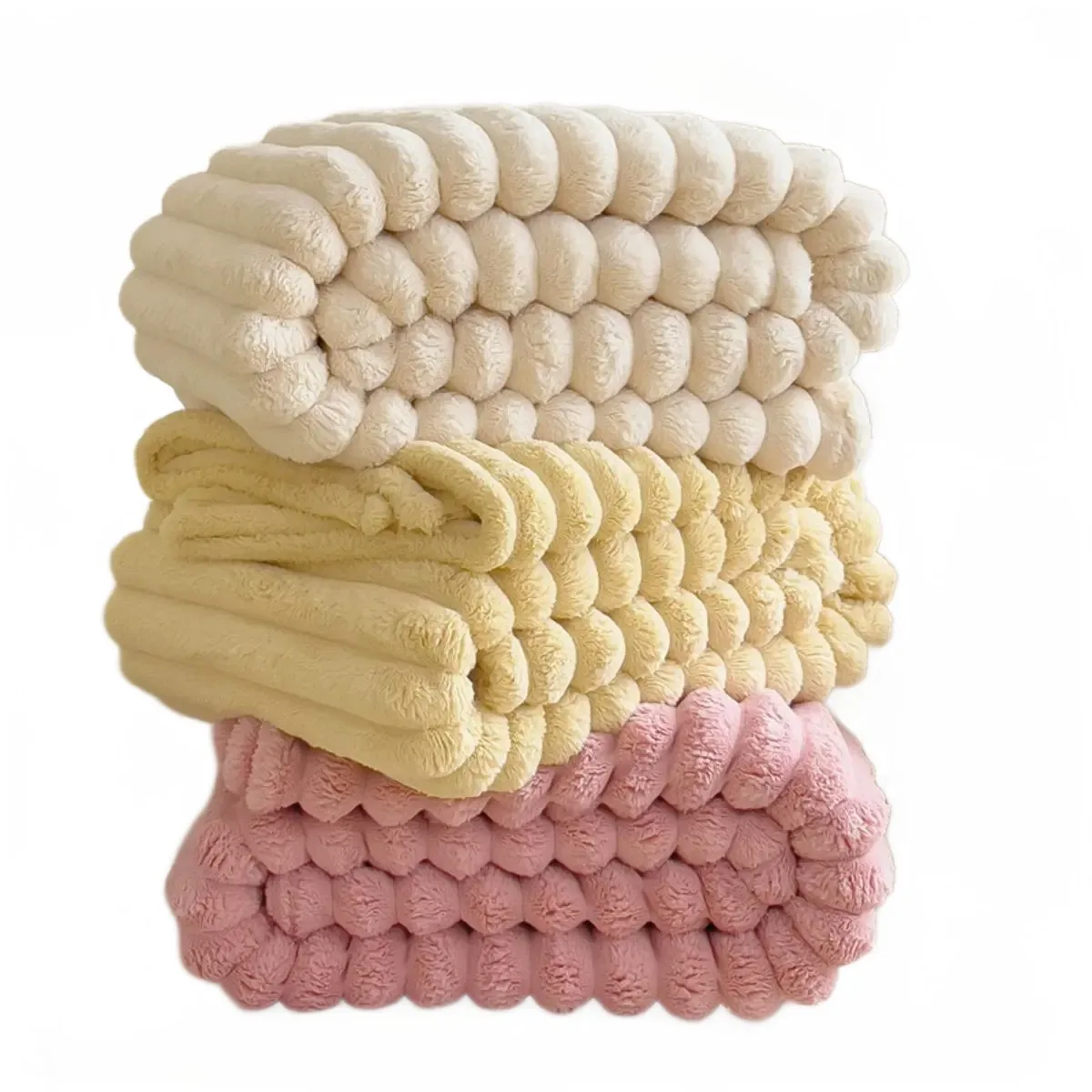 Description Picture 4 of itemSolid color thickened wide striped multifunctional blanket, can be used as bed sheet cover blanket, nap blanket, pet blanket