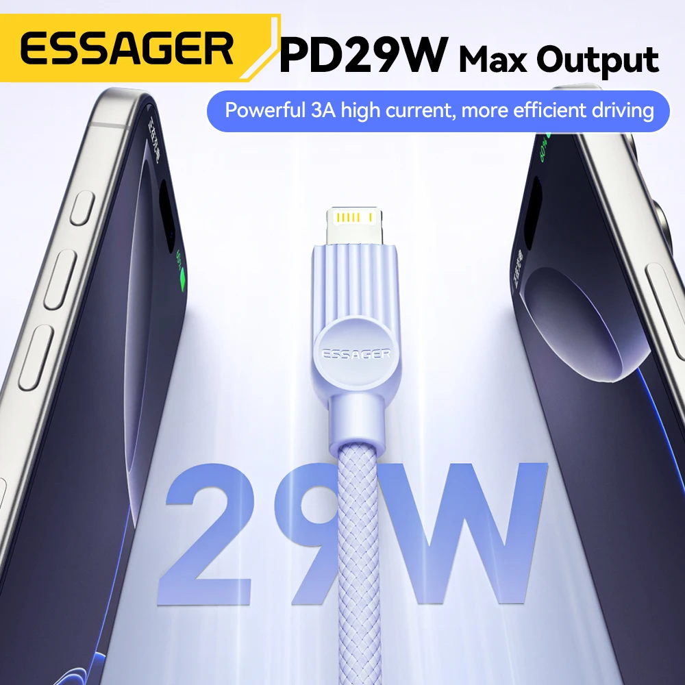 Essager USB C Color Cable For iPhone 14 13 12 11 Pro Max Xs iPad Macbook Wire 29W PD Fast Charging Type C To Lighting Data Cord