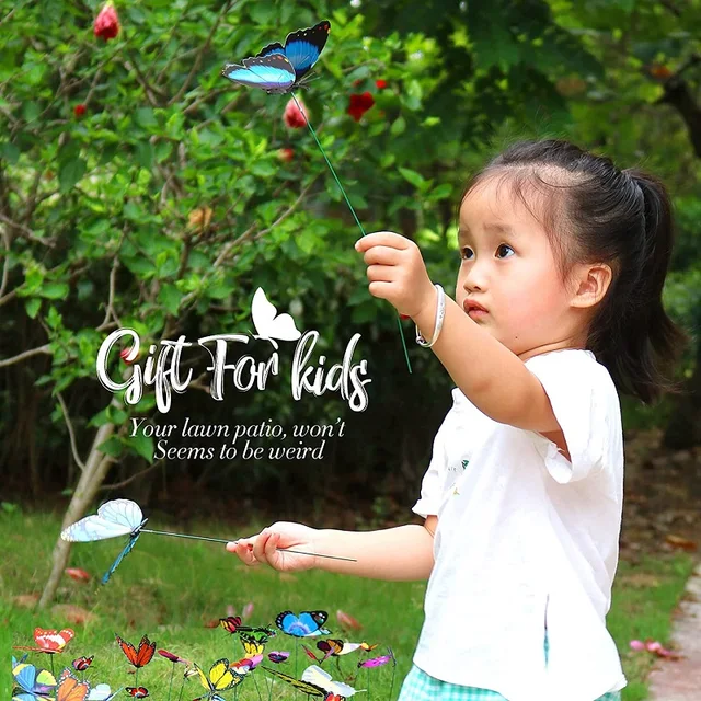 Pillangó Tétek 1 Db Kültéri Udvar Ültetvényes Virág Edényágy Kerti Dekoráció Pillangók Szitakötő Dekorációk, Fémen - Image 4