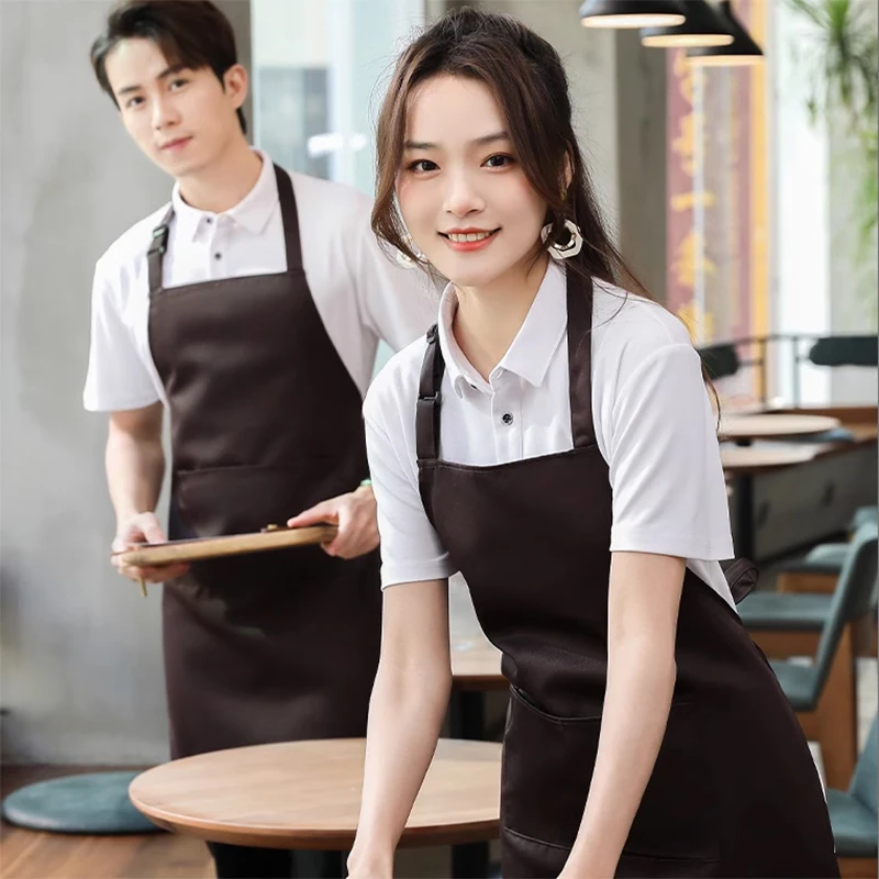 Custom Logo Waterproof Kitchen Apron for Men Women Cleaning Bib Aprons Coffee Restaurant Mandil Chef Waiter Work Pinafore 3