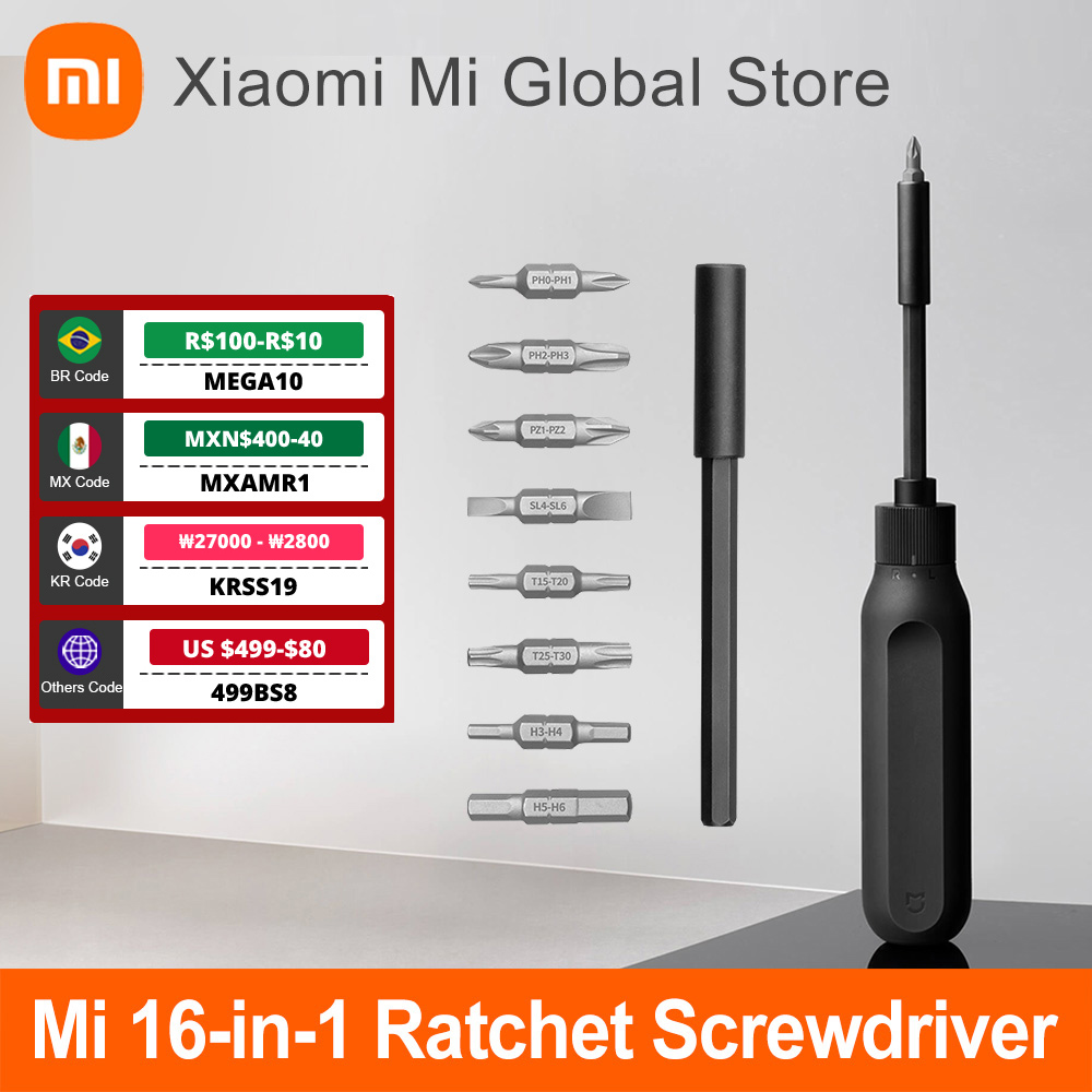 Xiaomi Mijia Screwdriver 16 in 1 Ratchet Screwdriver DIY Repair Tools S2 Alloy Steel Bits High Precision Home Global Version