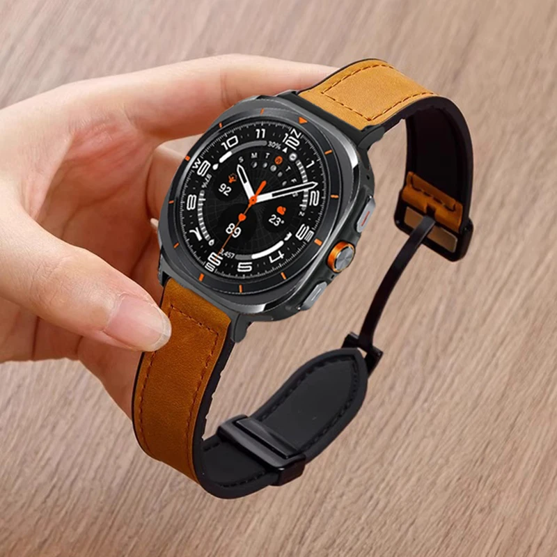 Premium Magnetic Leather Silicone Strap - Men's Sports Bracelet