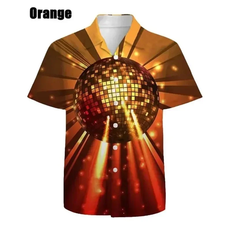 

New Hawaiian Casual Men's Shirt Flash Ball Print Large Size Short Sleeve Top Fashion Disco Handsome Men's Short Sleeve Shirt