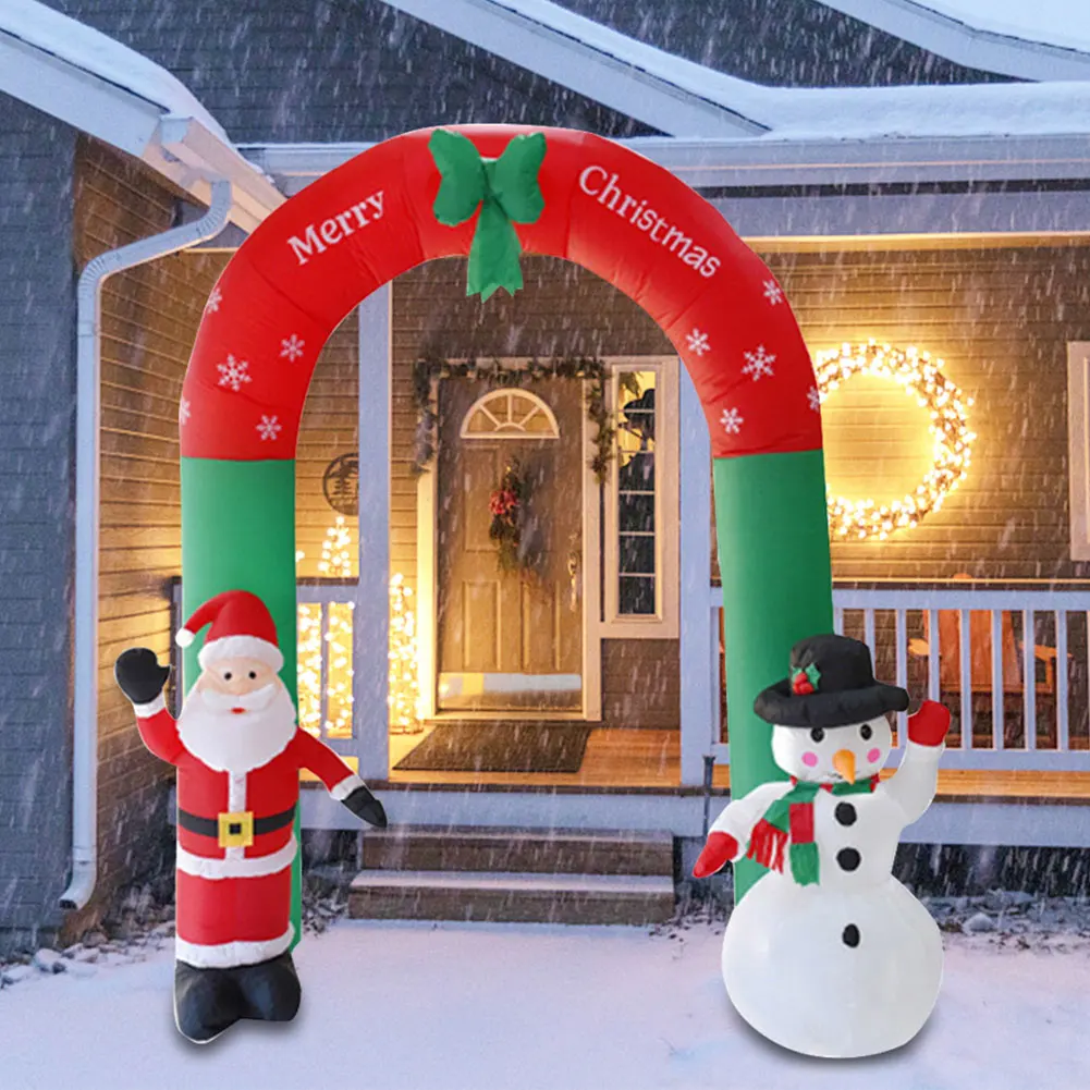 

2.4m High Christmas Inflatable Archway 3D Cartoon Yards Arch with Santa Claus Snowman for Xmas New Year Party Gift