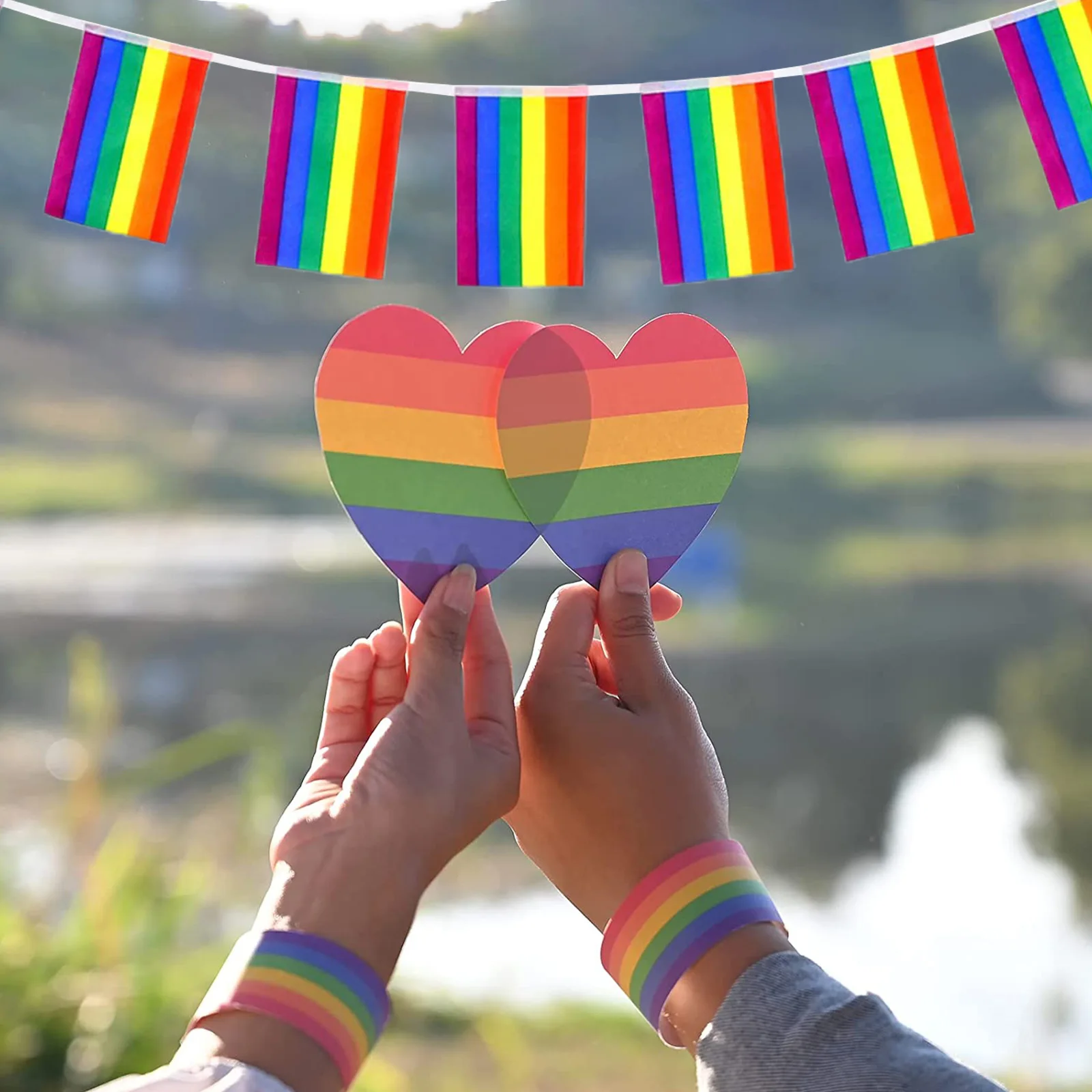 

Rainbow Flag Banners 2pcs Decoration Festival Party Celebration For LGBT Indoor/Outdoor Pride Banner String Flag