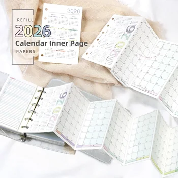 Calendario 2026 A6 A7 A8 M5 Calendario mensile annuale Pianificatore Pagine interne Nucleo a fogli mobili Ricariche di ricambio Carta Manuale fai da te