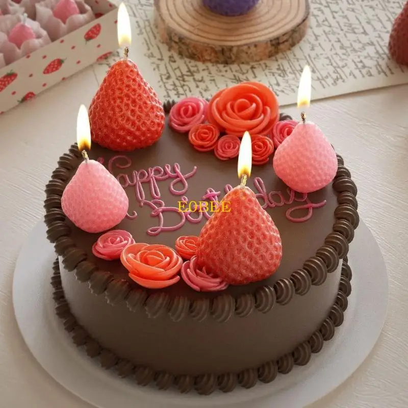 E0BE Sturdy Silicone Strawberry Mold With Intricate Perfect For Candle Makers And DIY Hobbyists Easy To Use - Image 3