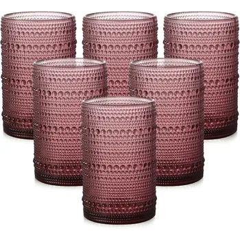 6-Piece Purple Hobnail Glasses 1