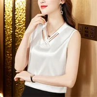 2024 Summer New High-end Camisole Women's plus size Ice Silk Top Sleeveless Base Shirt Satin Vest 3