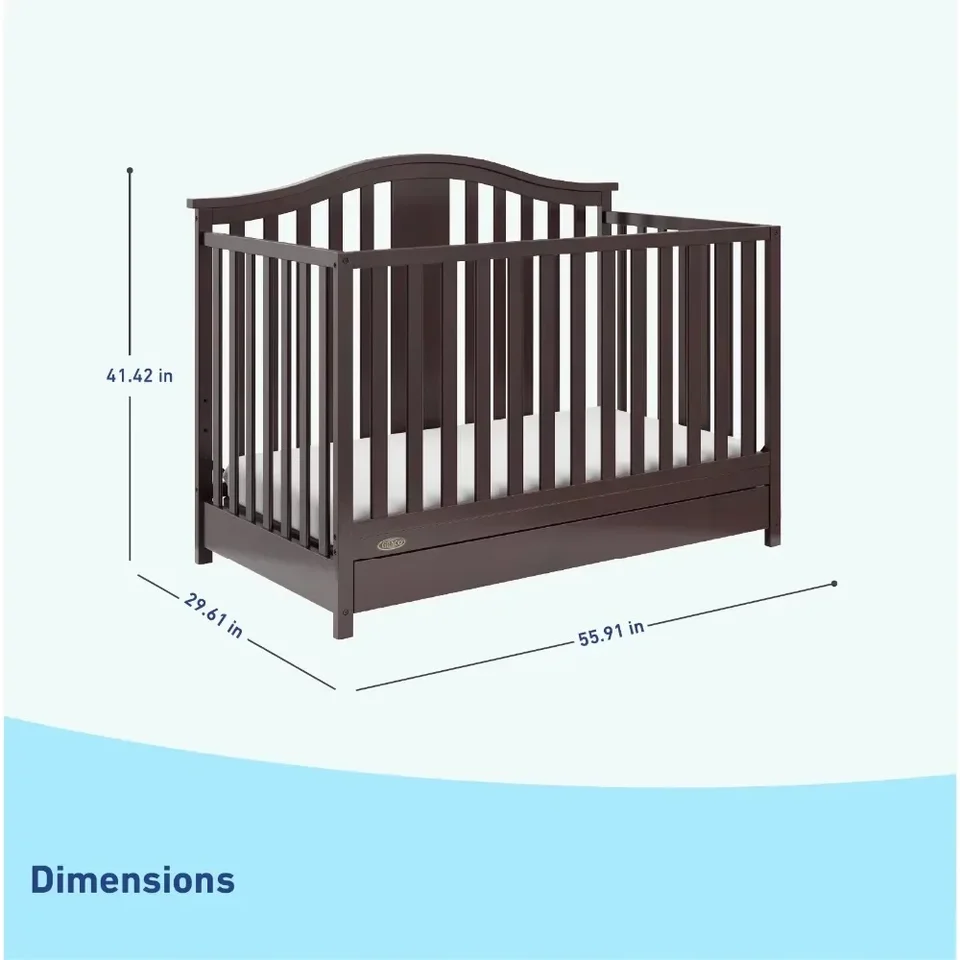 Graco Solano 5-in-1 Convertible Baby Crib with Drawer, Espresso - AliExpress