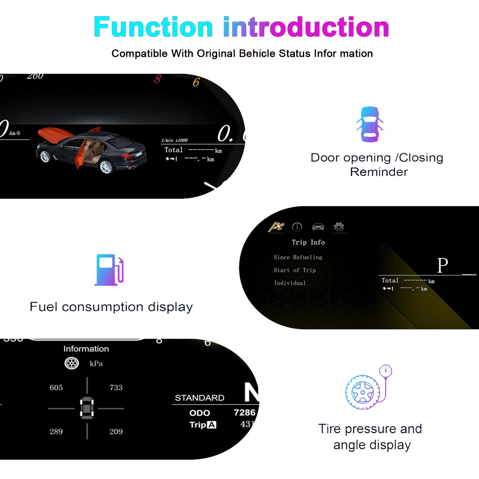 Digital Instrument Cluster Display For BMW X5 E70 X6 E71 2006-2013 Speedometer 1