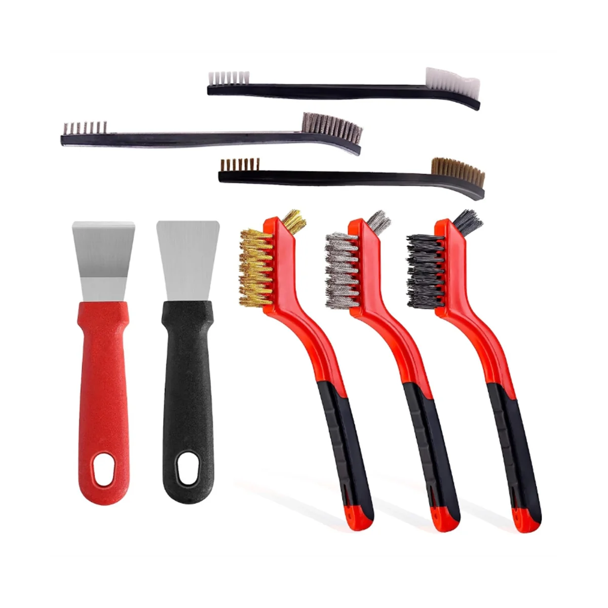

Набор щеток для чистки, 8 шт., маленькие латунные/нержавеющая/Нейлоновые Стальные щетки для царапин со скребком для краски от ржавчины, грязи