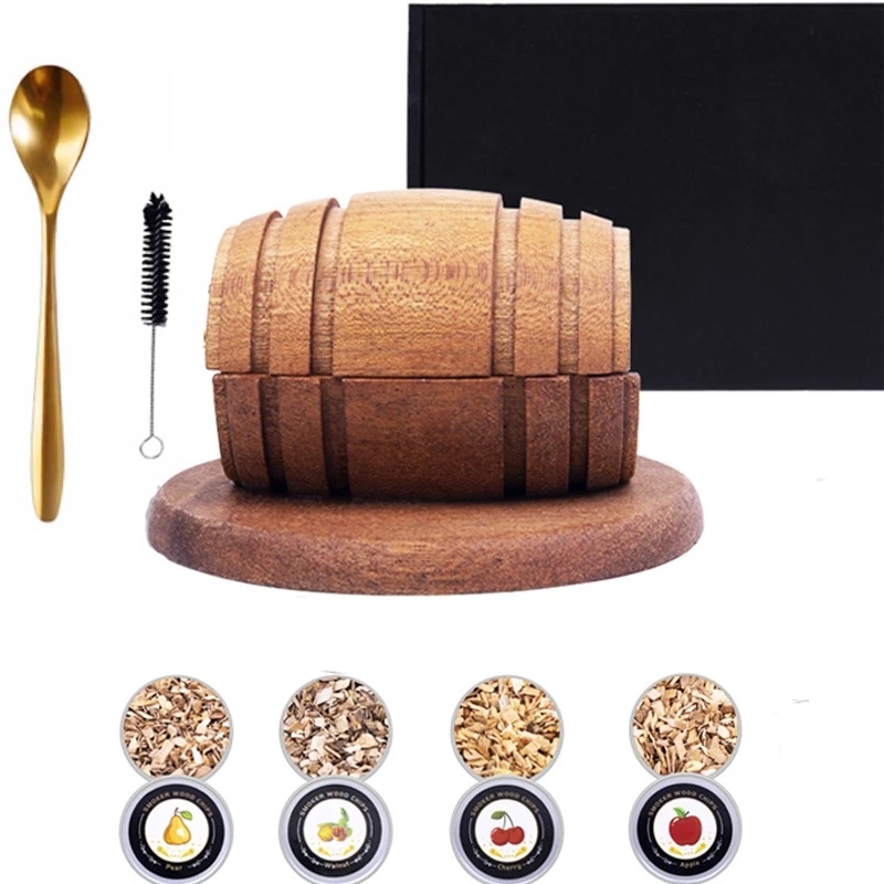 Cocktail Smoker Kit Wine barrel Shaped Bourbon Whiskey Smoker Infuser Kit Birthday Whiskey Gifts for Whiskey Lovers 1
